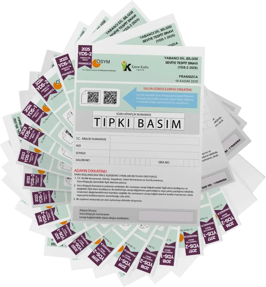 2026 YDS Fransızca ÖSYM Tıpkı Basım Çıkmış Soru Deneme Paketi 18li Fasikül SETİ