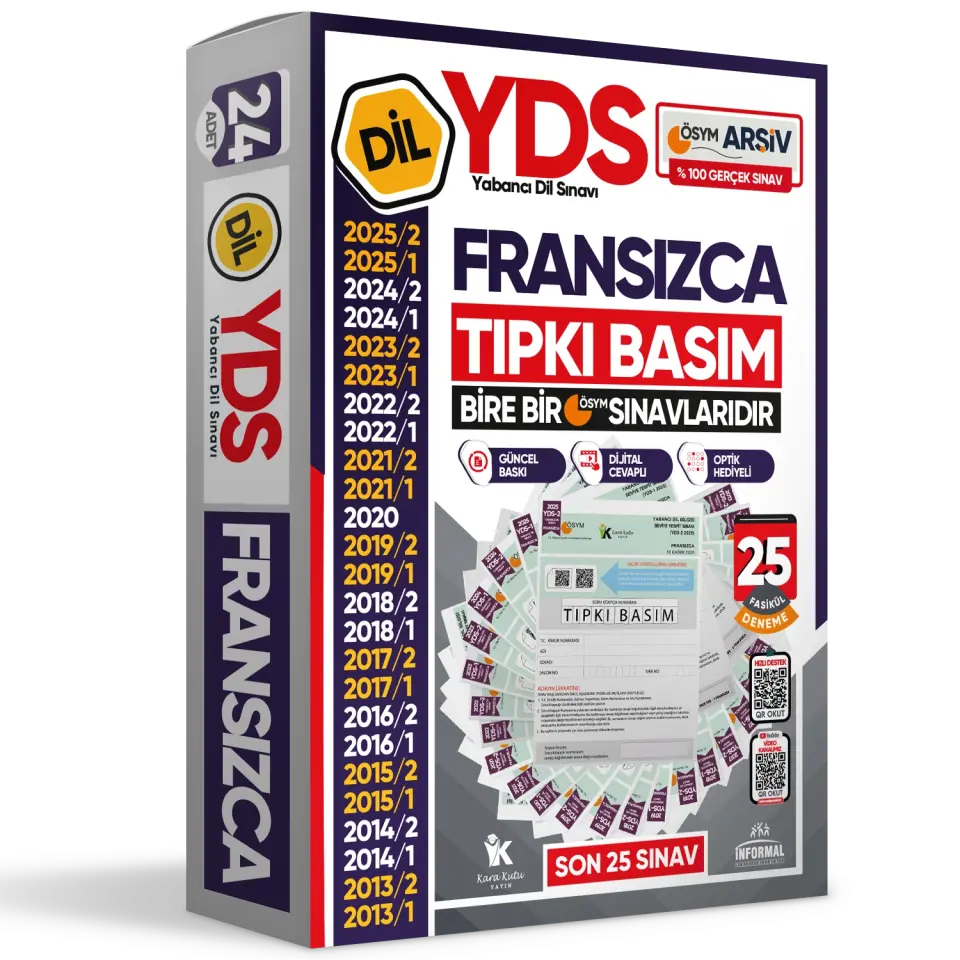 2026 YDS Fransızca ÖSYM Tıpkı Basım Çıkmış Soru Deneme Paketi 25li Fasikül SETİ