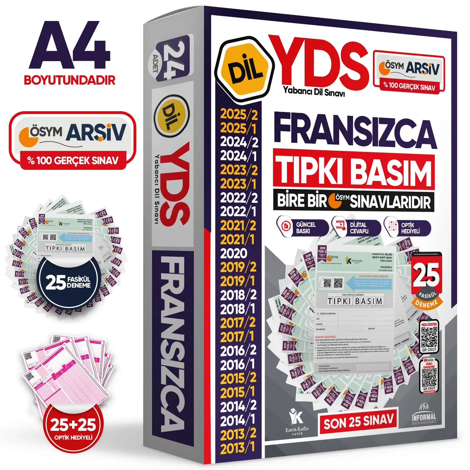 2026 YDS Fransızca ÖSYM Tıpkı Basım Çıkmış Soru Deneme Paketi 25li Fasikül SETİ