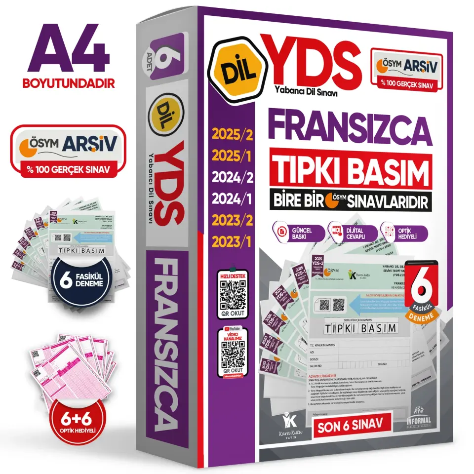 2026 YDS Fransızca ÖSYM Tıpkı Basım Çıkmış Soru Deneme Paketi 6lı Fasikül SETİ