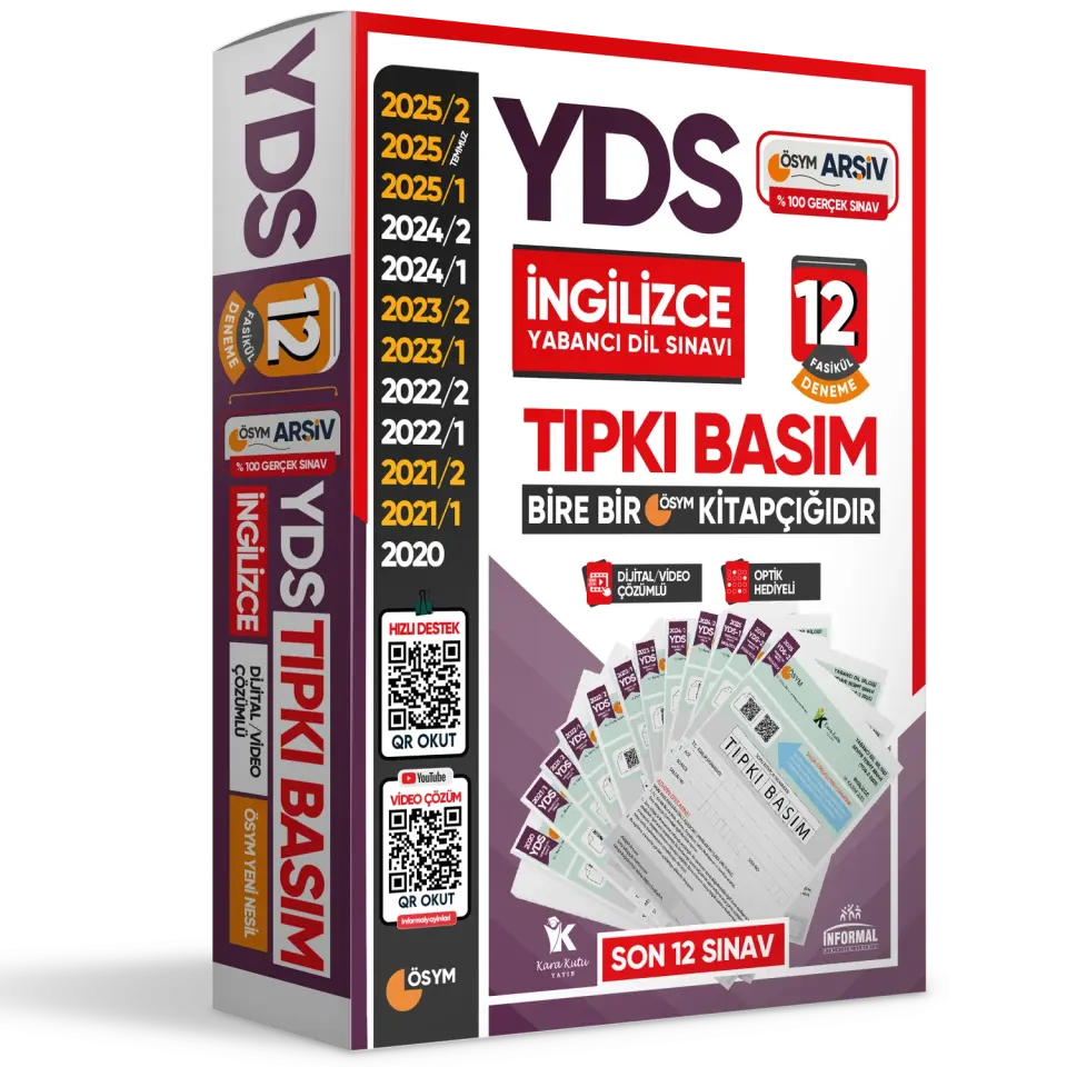 2026 YDS İNGİLİZCE ÖSYM Çıkmış Soru 12li Tıpkı Basım ve Çıkmış Karma 10lu Deneme 2li Set TG Çözümlü