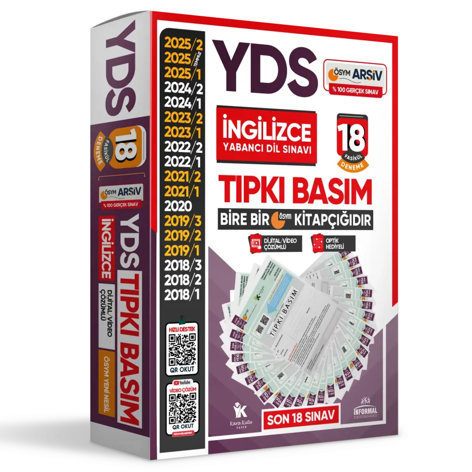 2026 YDS İngilizce ÖSYM Tıpkı Basım Çıkmış Soru 18li Deneme Paketi Video/PDF Çözümlü Türkiye Geneli