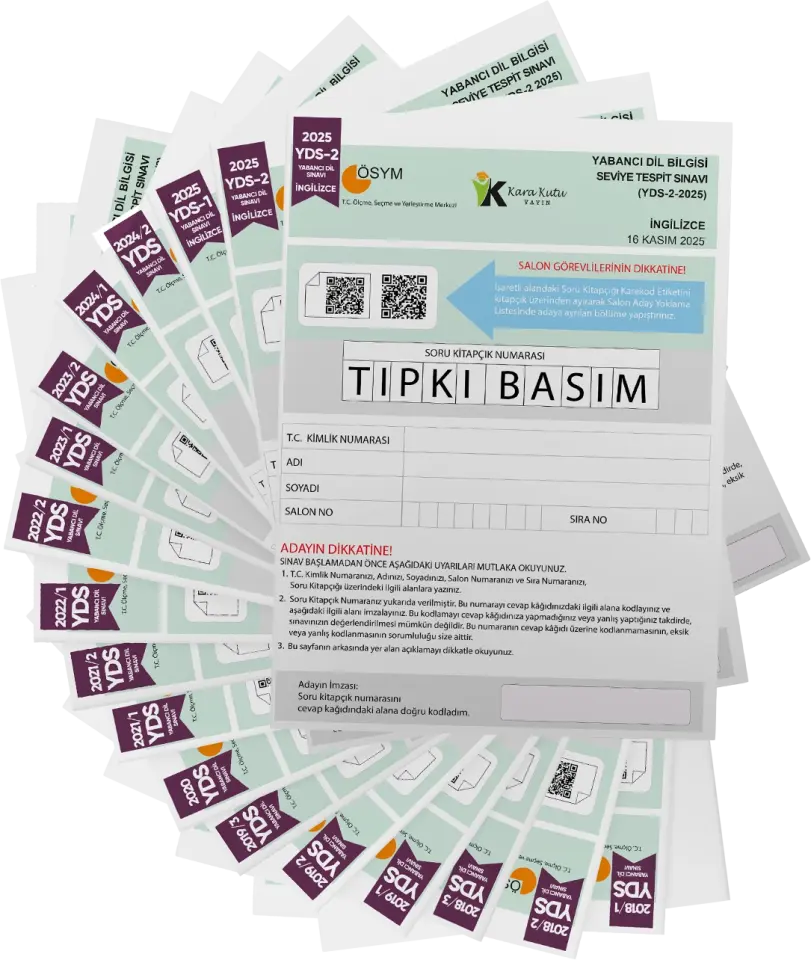 2026 YDS İngilizce ÖSYM Tıpkı Basım Çıkmış Soru 18li Deneme Paketi Video/PDF Çözümlü Türkiye Geneli