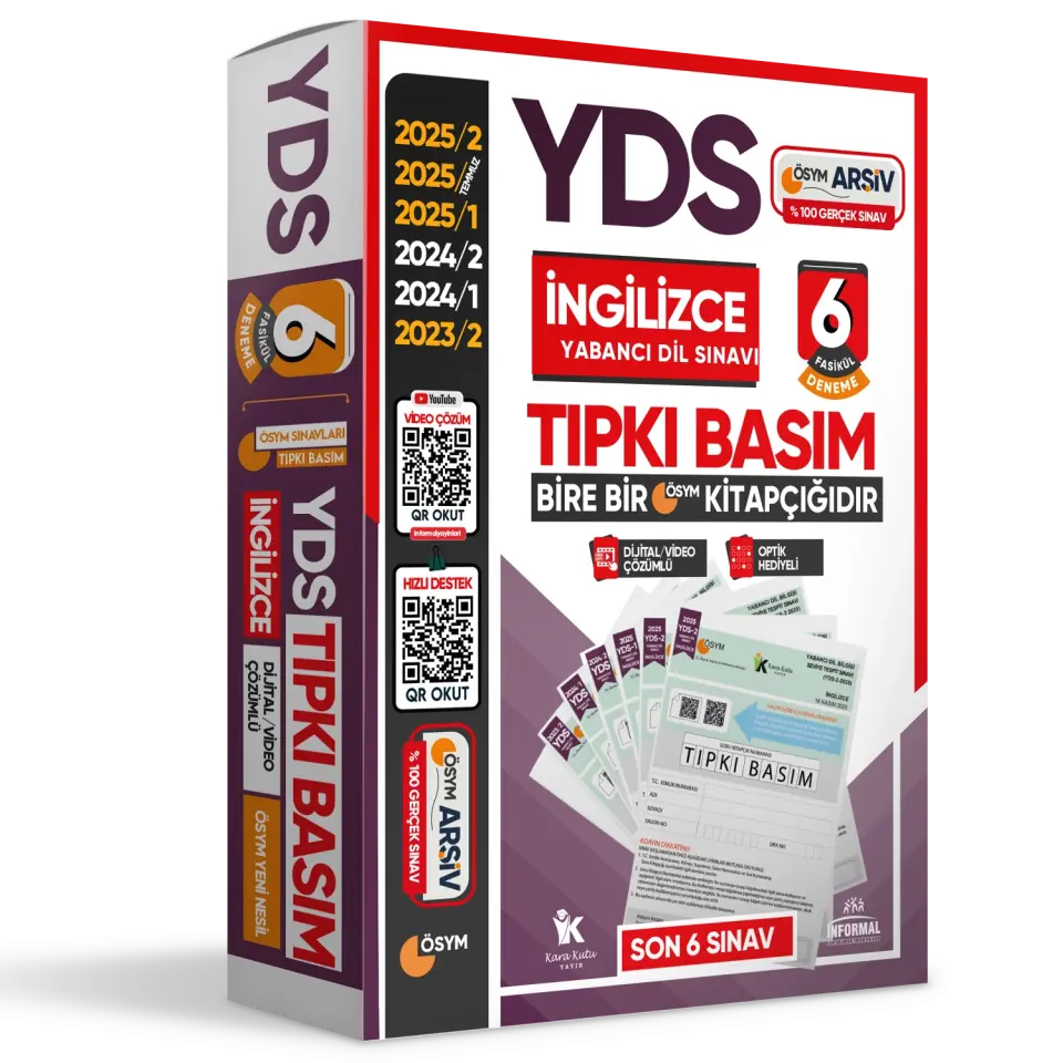 2026 YDS İngilizce ÖSYM Tıpkı Basım Çıkmış Soru 6lı Deneme Paketi Video/PDF Çözümlü Türkiye Geneli