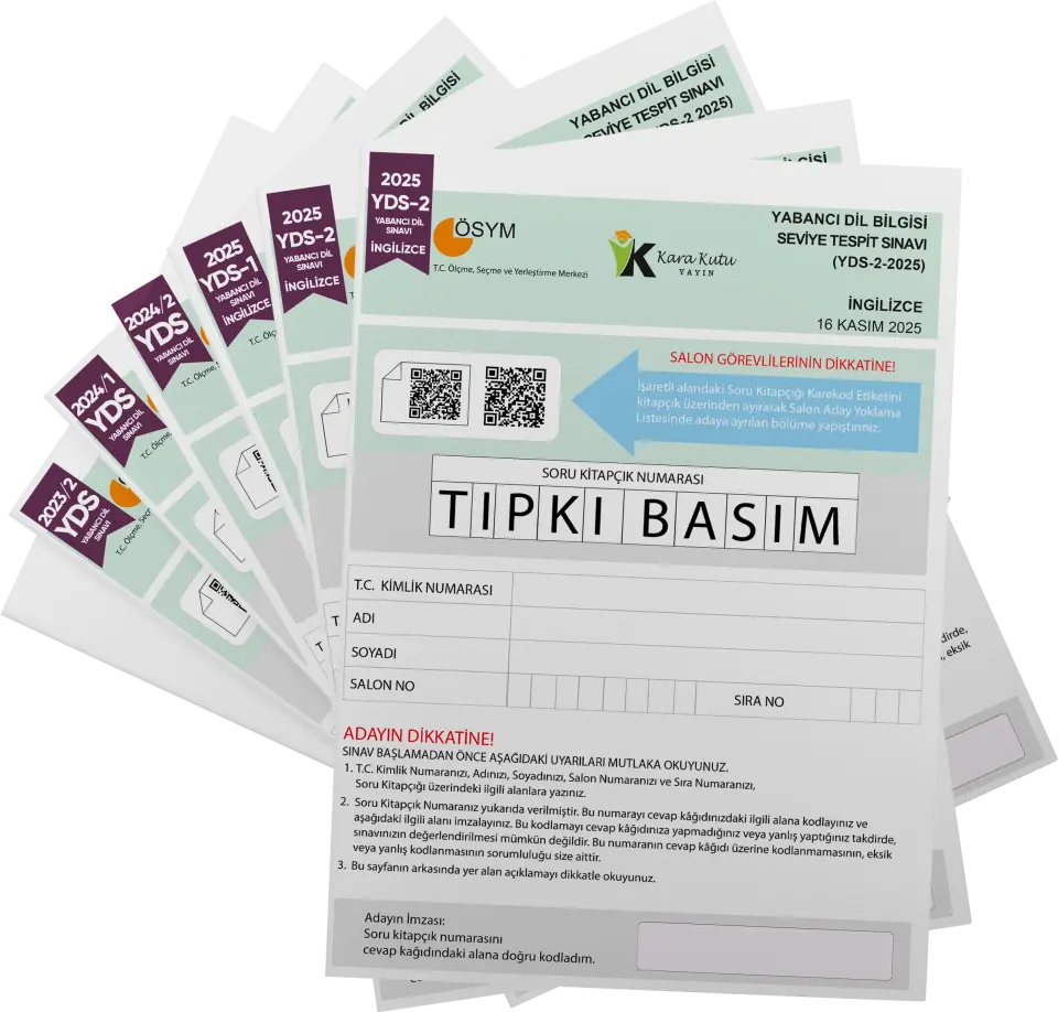 2026 YDS İngilizce ÖSYM Tıpkı Basım Çıkmış Soru 6lı Deneme Paketi Video/PDF Çözümlü Türkiye Geneli