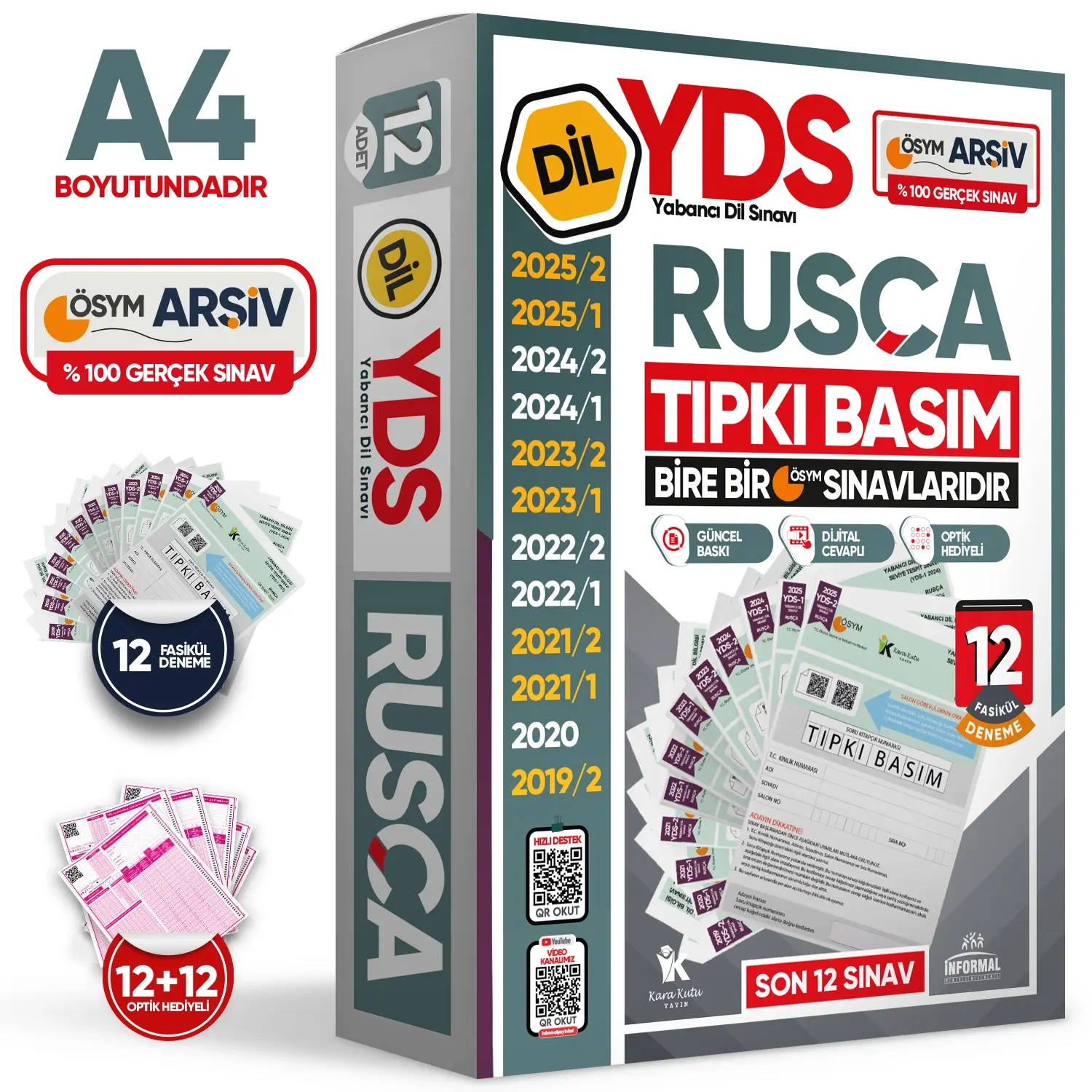 2026 YDS Rusça ÖSYM Tıpkı Basım Çıkmış Soru Deneme Paketi 12li Fasikül SETİ