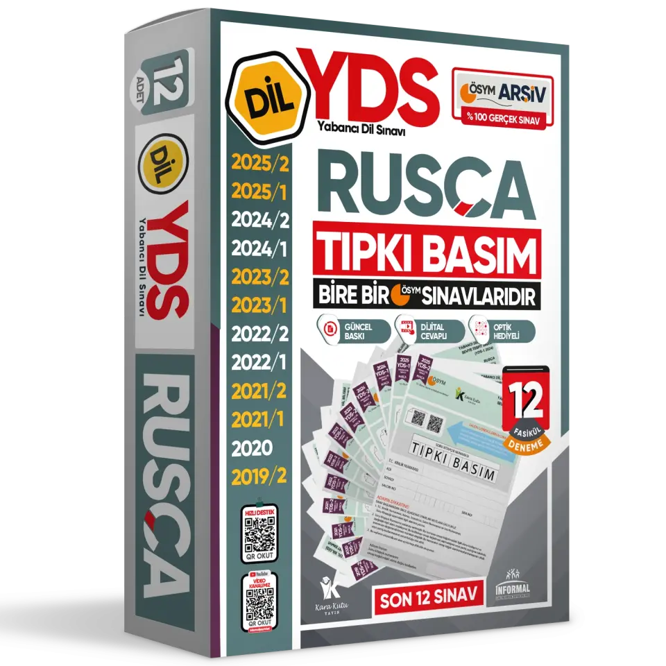 2026 YDS Rusça ÖSYM Tıpkı Basım Çıkmış Soru Deneme Paketi 12li Fasikül SETİ