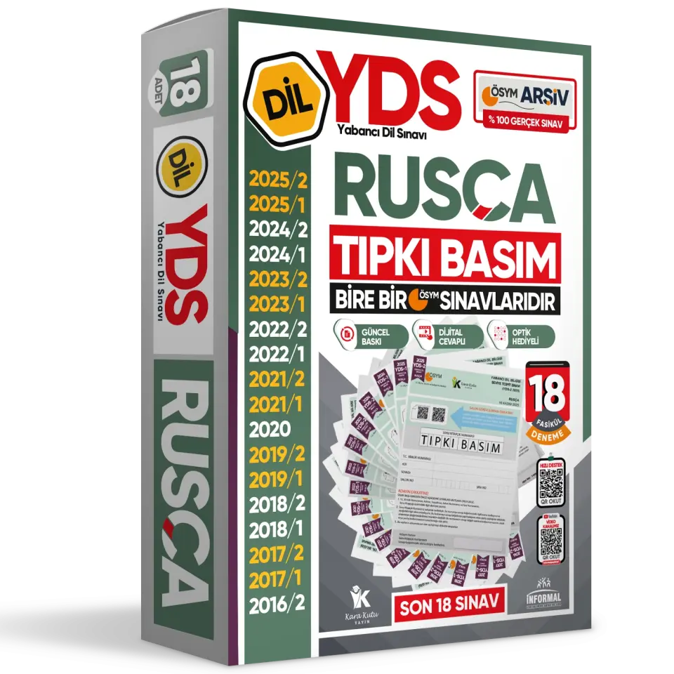 2026 YDS Rusça ÖSYM Tıpkı Basım Çıkmış Soru Deneme Paketi 18li Fasikül SETİ