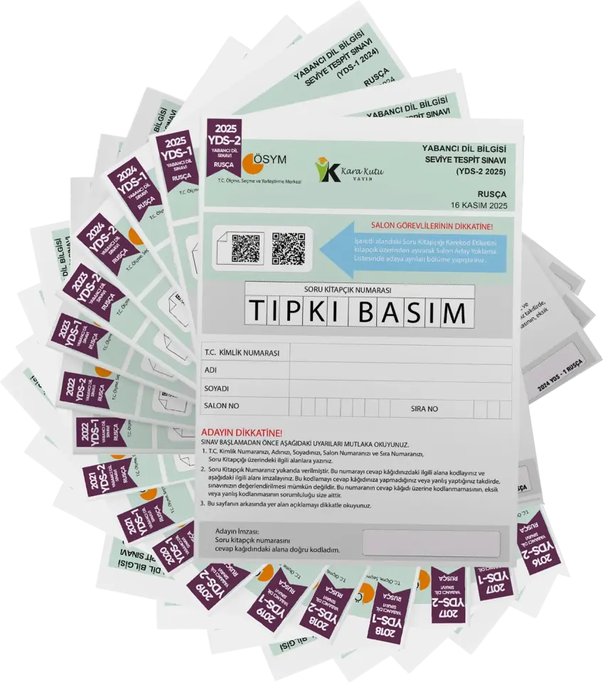 2026 YDS Rusça ÖSYM Tıpkı Basım Çıkmış Soru Deneme Paketi 18li Fasikül SETİ