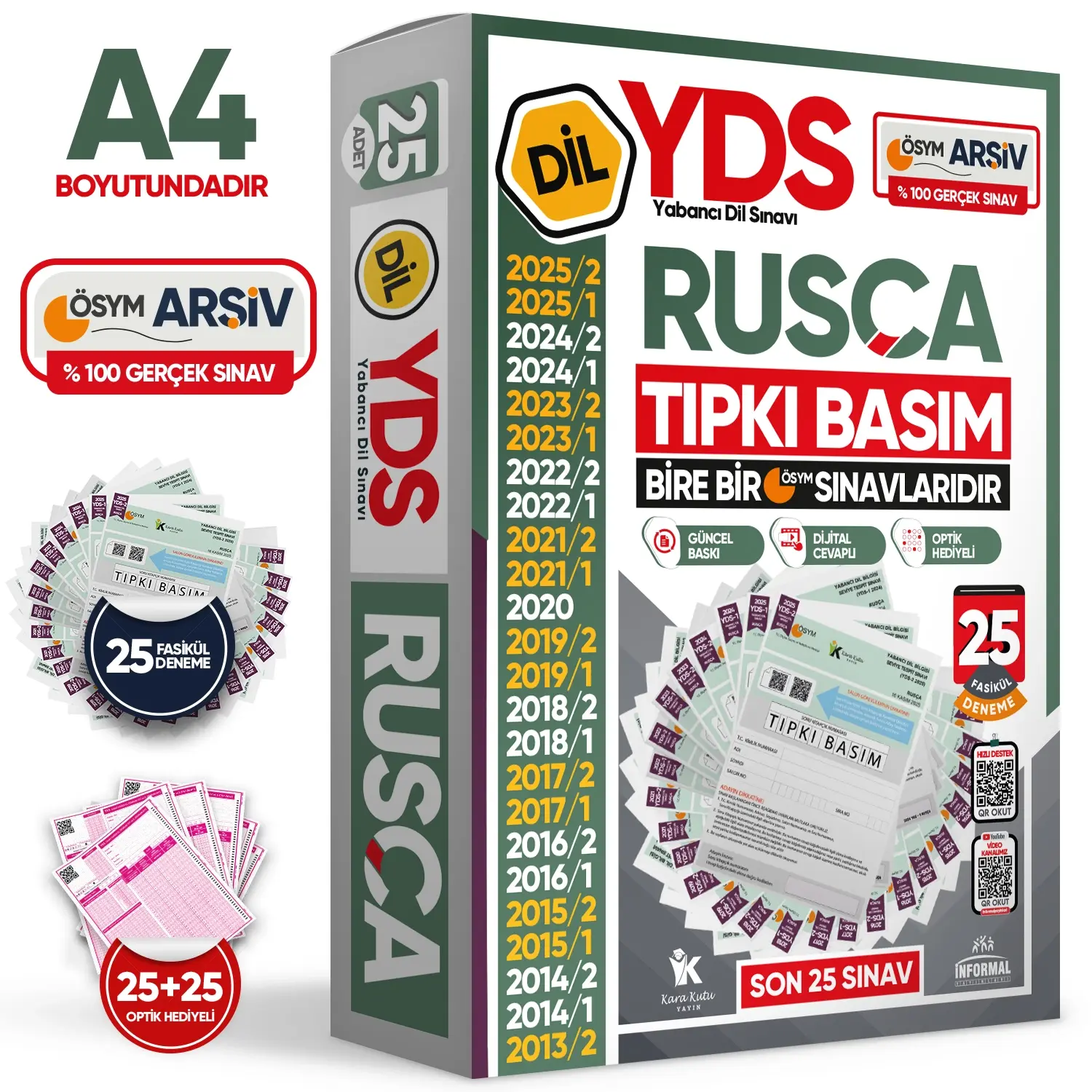 2026 YDS Rusça ÖSYM Tıpkı Basım Çıkmış Soru Deneme Paketi 25li Fasikül SETİ
