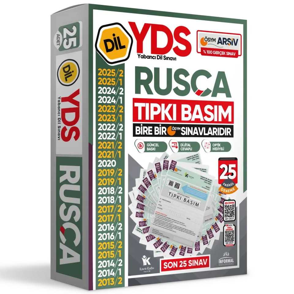 2026 YDS Rusça ÖSYM Tıpkı Basım Çıkmış Soru Deneme Paketi 25li Fasikül SETİ