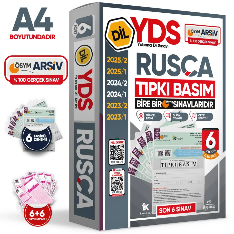 2026 YDS Rusça ÖSYM Tıpkı Basım Çıkmış Soru Deneme Paketi 6lı Fasikül SETİ