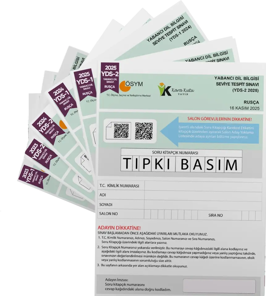 2026 YDS Rusça ÖSYM Tıpkı Basım Çıkmış Soru Deneme Paketi 6lı Fasikül SETİ