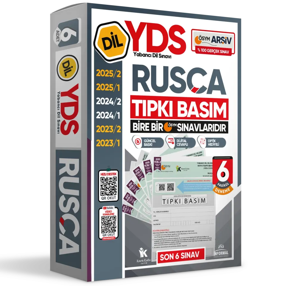 2026 YDS Rusça ÖSYM Tıpkı Basım Çıkmış Soru Deneme Paketi 6lı Fasikül SETİ
