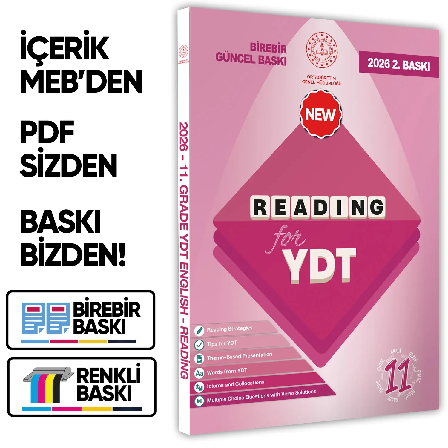 2026 YDT MEBİ İngilizce 11.Sınıf Reading Okuma-Anlama Kitabı Soru Bankası Video Çözümlü BASKI ÜCRETİ