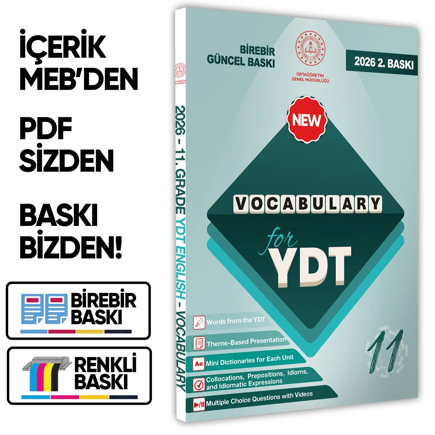 2026 YDT MEBİ İngilizce 11.Sınıf Vocabulary Kelime Bilgisi Soru Bankası Kitabı Çözümlü BASKI ÜCRETİ