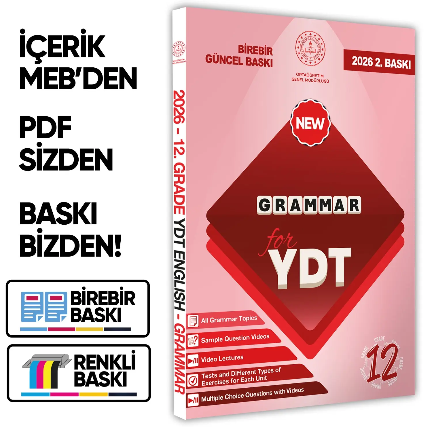 2026 YDT MEBİ İngilizce 12.Sınıf Grammar (Dilin Yapısı) Konu Anlatımı Kitabı BASKI ÜCRETİ