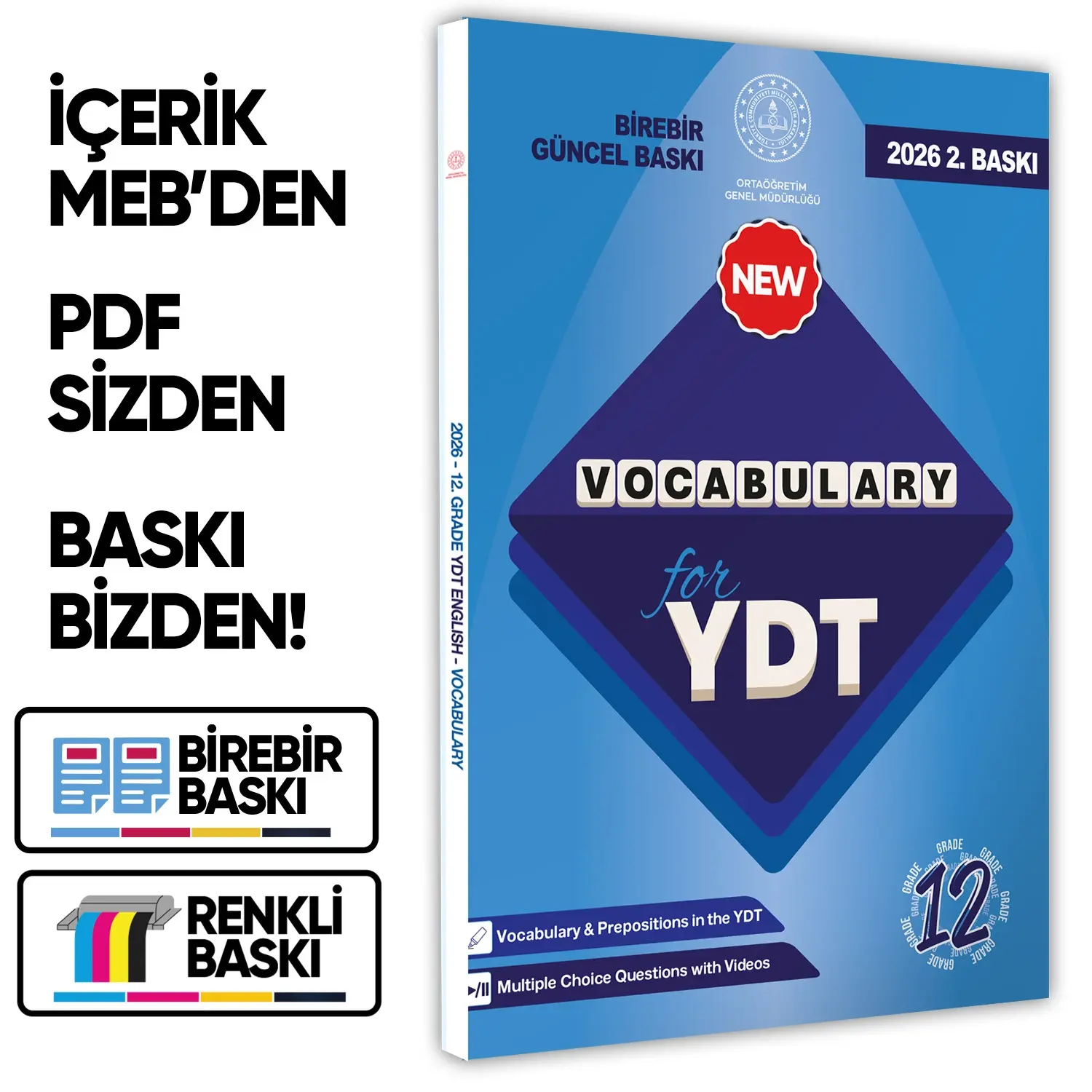 2026 YDT MEBİ İngilizce 12.Sınıf Vocabulary Kelime Bilgisi Soru Bankası Kitabı Çözümlü BASKI ÜCRETİ