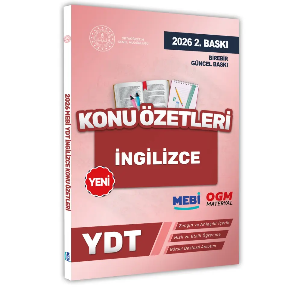 2026 YDT MEBİ-OGM İngilizce Pratik Konu Özet Kitabı RENKLİ A4 Boyut Görsel Destekli BASKI ÜCRETİ