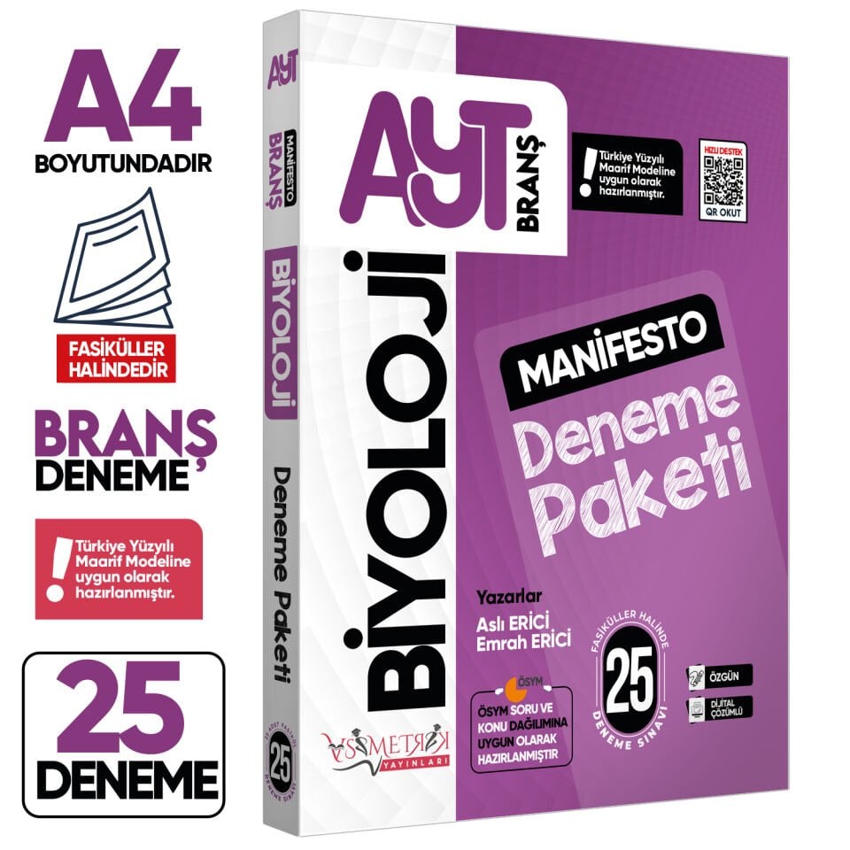 2026 YKS AYT BİYOLOJİ 25li Manifesto Branş Deneme PAKETİ Çözümlü Fasikül SETİ