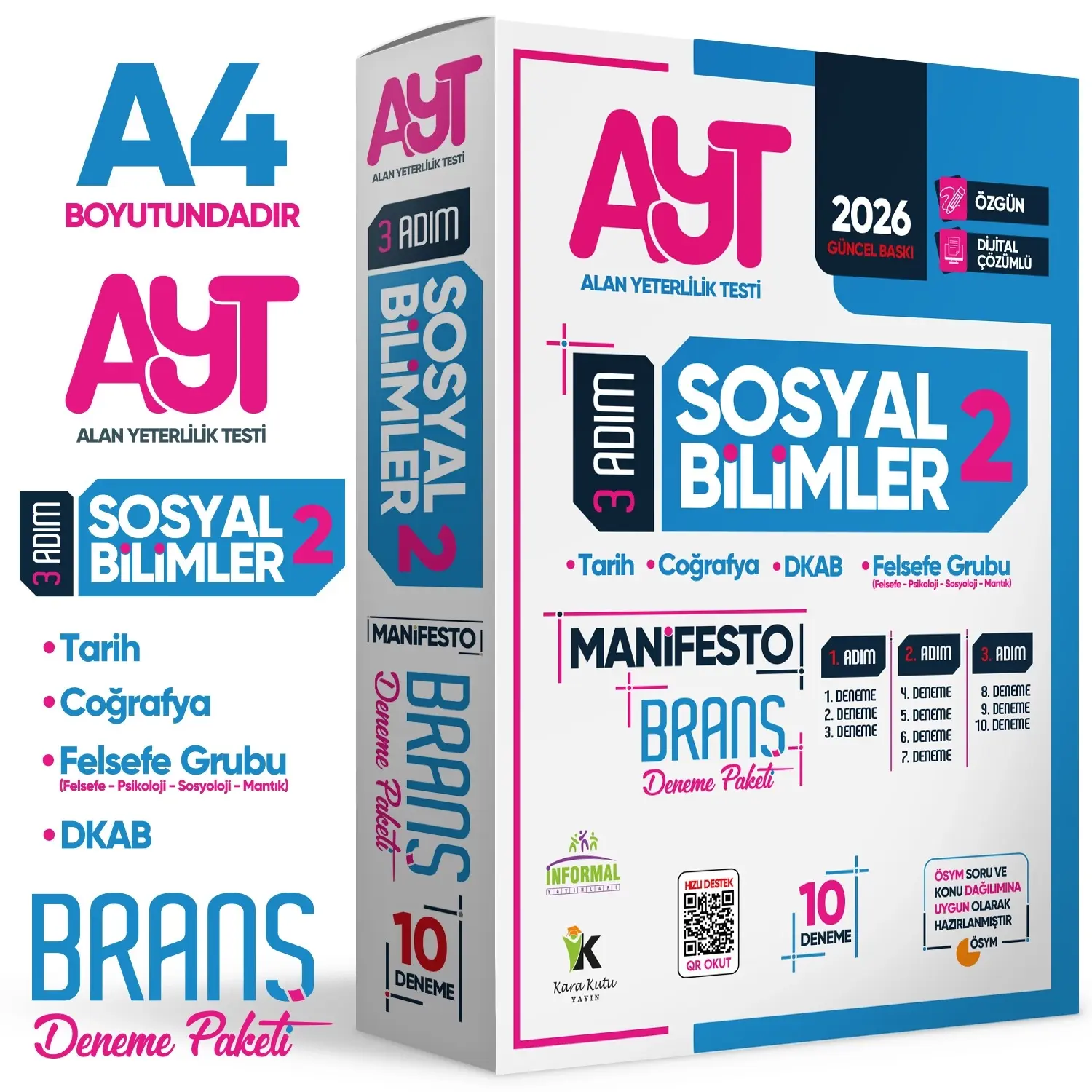 2026 YKS AYT Sosyal Bilimlerin (2) Manifestosu BRANŞ Deneme Paketi 10lu Dijital Çözümlü