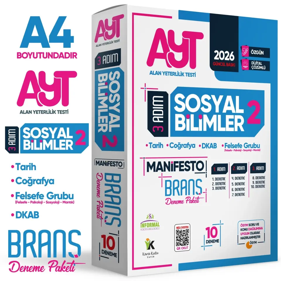 2026 YKS AYT Sosyal Bilimlerin (2) Manifestosu BRANŞ Deneme Paketi 10lu Dijital Çözümlü