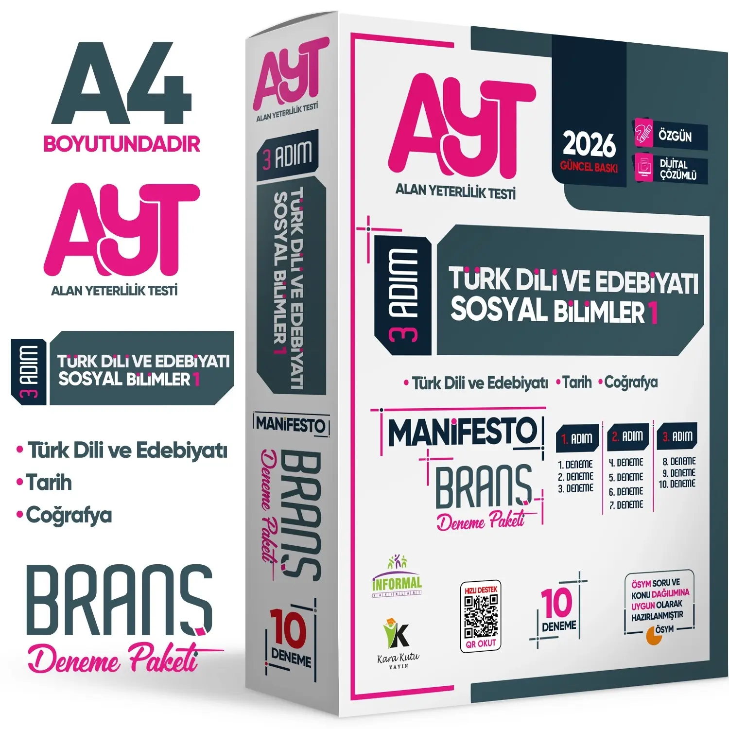 2026 YKS AYT Türk Dili ve Edebiyatı-Sosyal Bilimler 1 Manifestosu BRANŞ Deneme Paketi 10lu Çözümlü