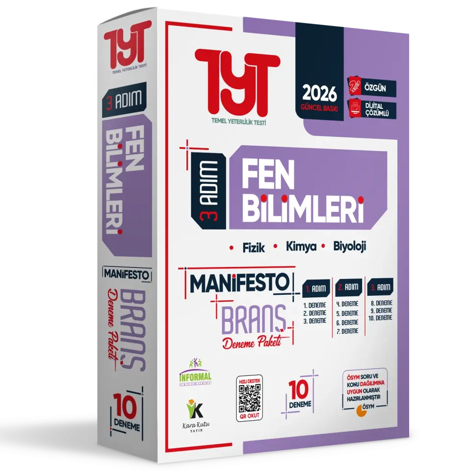 2026 YKS TYT Fen Bilimleri 3 Adım Manifesto 10 Adet Branş Deneme Paketi Dijital Çözümlü