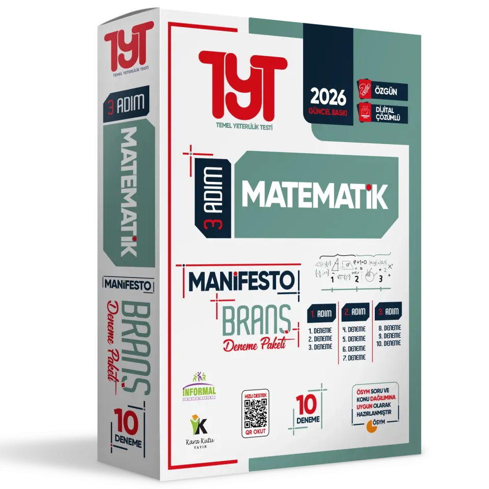 2026 YKS TYT Matematik 3 Adım Manifesto 10 Adet Branş Deneme Paketi Dijital Çözümlü