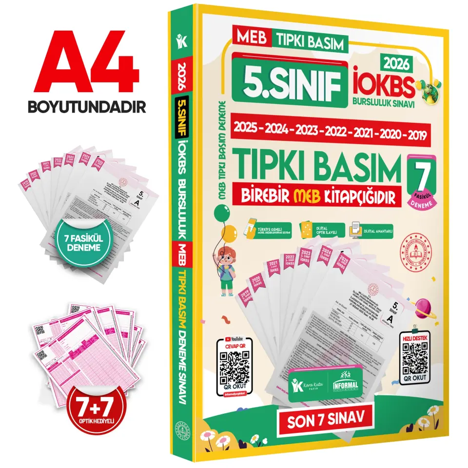 2027 5.Sınıf YENİ SİSTEM İOKBS BURSLULUK Tıpkı Basım ve Sarmal Deneme Seti Türkiye Geneli D. Çözümlü