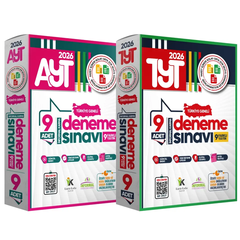 2026 YKS TYT-AYT Türkiye Geneli Kurumsal 18li (9+9) Paket Deneme Sınavı Dijital Cevaplı