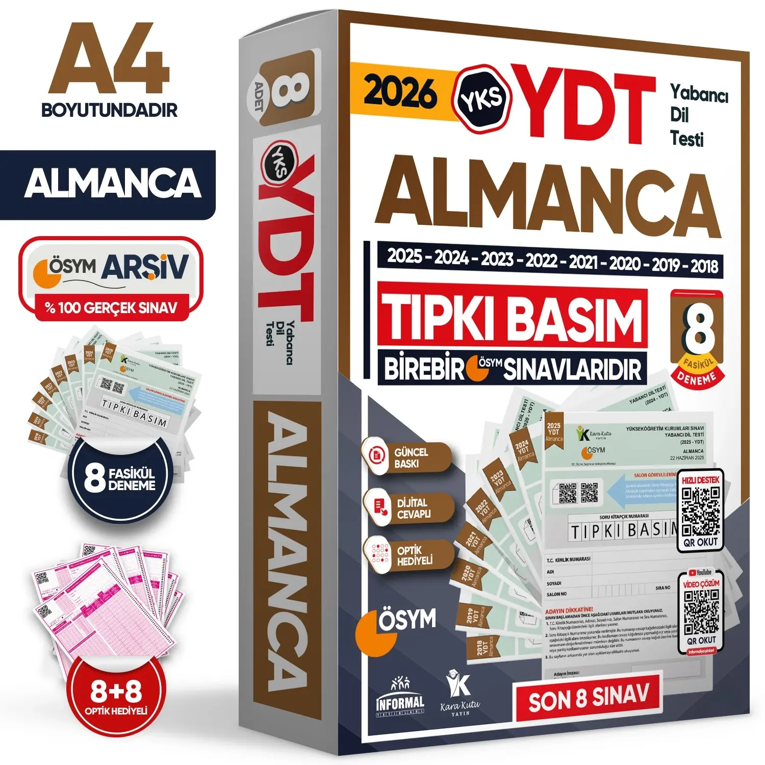 2026 YKS YDT (Yabancı Dil Testi) ALMANCA ÖSYM Çıkmış Soru Tıpkı Basım Deneme Paketi 8li Türkiye G.