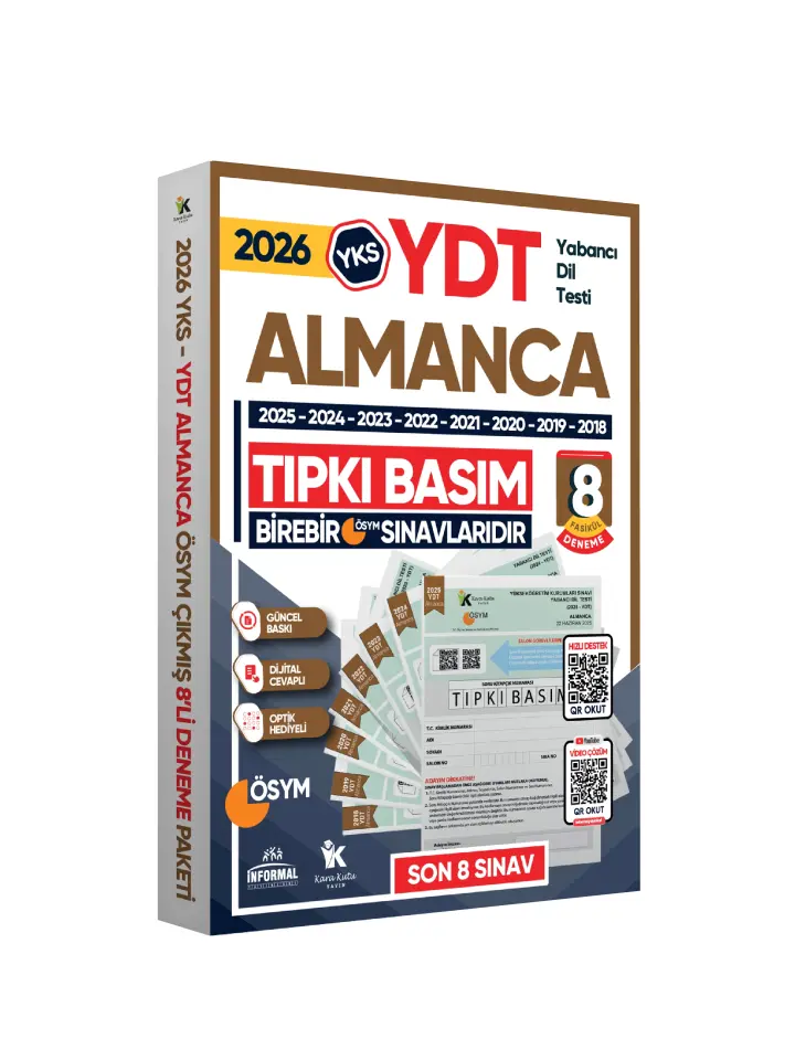 2026 YKS YDT (Yabancı Dil Testi) ALMANCA ÖSYM Çıkmış Soru Tıpkı Basım Deneme Paketi 8li Türkiye G.