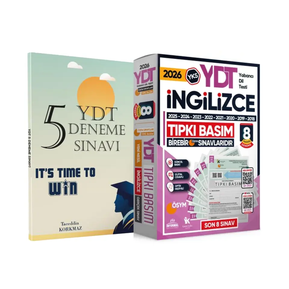2026 YKS YDT (Yabancı Dil Testi) İngilizce Tıpkı Basım 8li Paket ve Özgün 5 Deneme Sınavı 2li Set