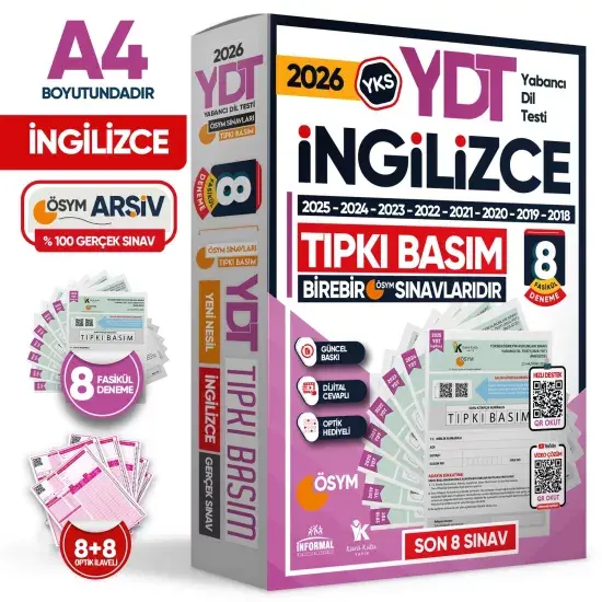 2026 YKS YDT (Yabancı Dil Testi) İngilizce Tıpkı Basım 8li Paket ve Özgün 5 Deneme Sınavı 2li Set