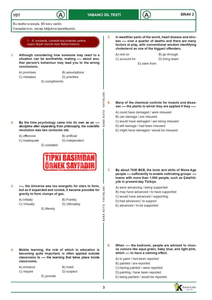 2026 YKS YDT İNGİLİZCE ÖSYM Çıkmış Karma Kara Kutu Deneme Paketi 5li Türkiye Geneli Video Çözümlü