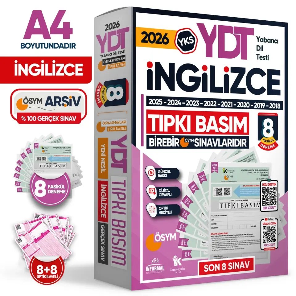 2026 YKS YDT İngilizce ÖSYM Çıkmış Soru Tıpkı Basım 8li Deneme Paketi Türkiye Geneli Video Çözümlü