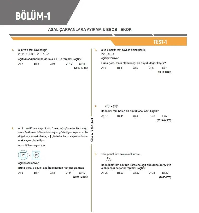 2026 YKS-AYT MATEMATİK Kara Kutu ÖSYM Çıkmış Soru Havuzu Bankası Konu Özetli Dijital Çözümlü