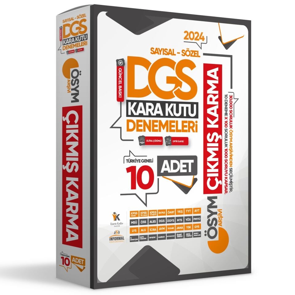 2024 DGS Sayısal-Sözel-TM ÖSYM Çıkmış Karma Kara Kutu Türkiye Geneli D. Çözümlü 10lu Deneme PAKETİ