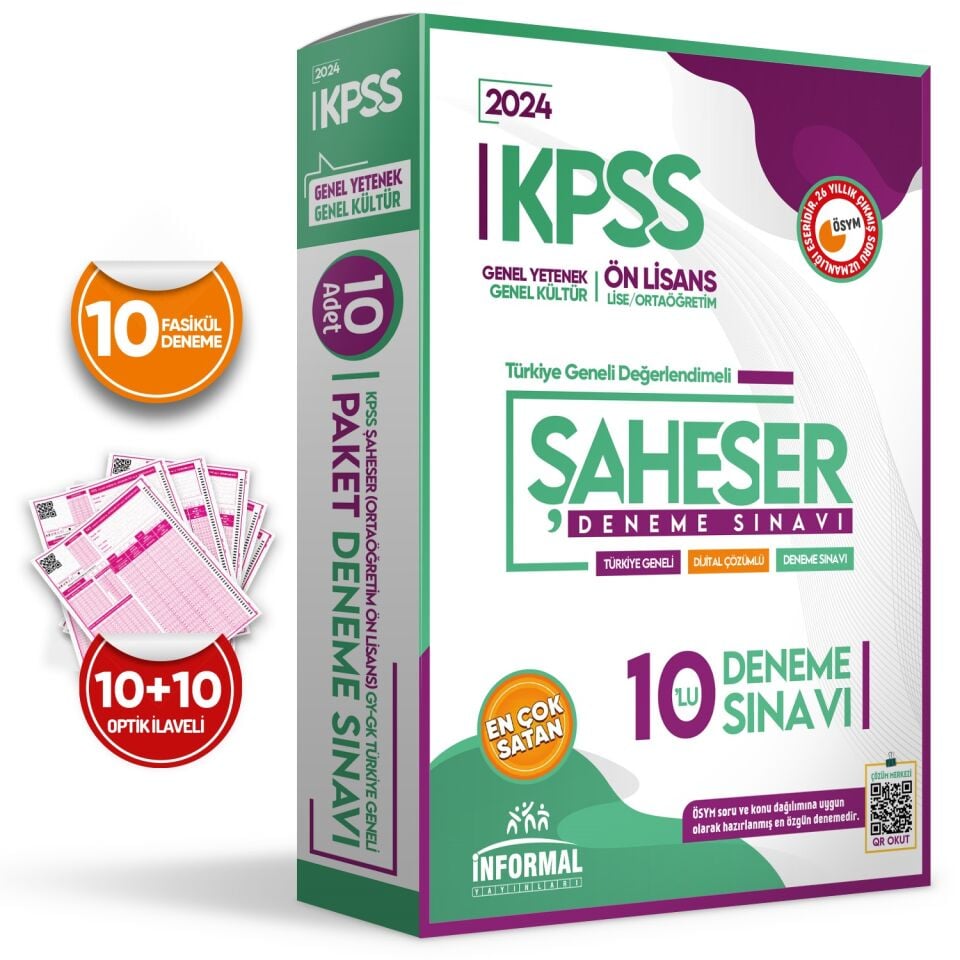 2024 KPSS Önlisans GY- GK Türkiye Geneli Kurumsal 10’lu Dijital Çözümlü Paket Deneme
