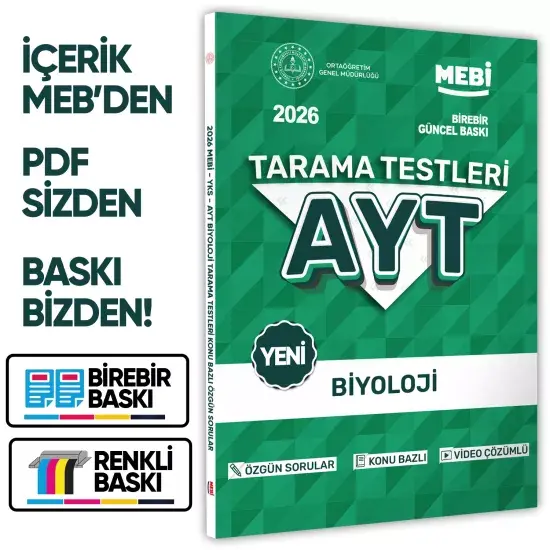 2026 YKS-AYT MEBİ-OGM 4lü Özgün Tarama Sayısal (SAY) Test Kitabı SETİ A4 Boyut BASKI ÜCRETİ