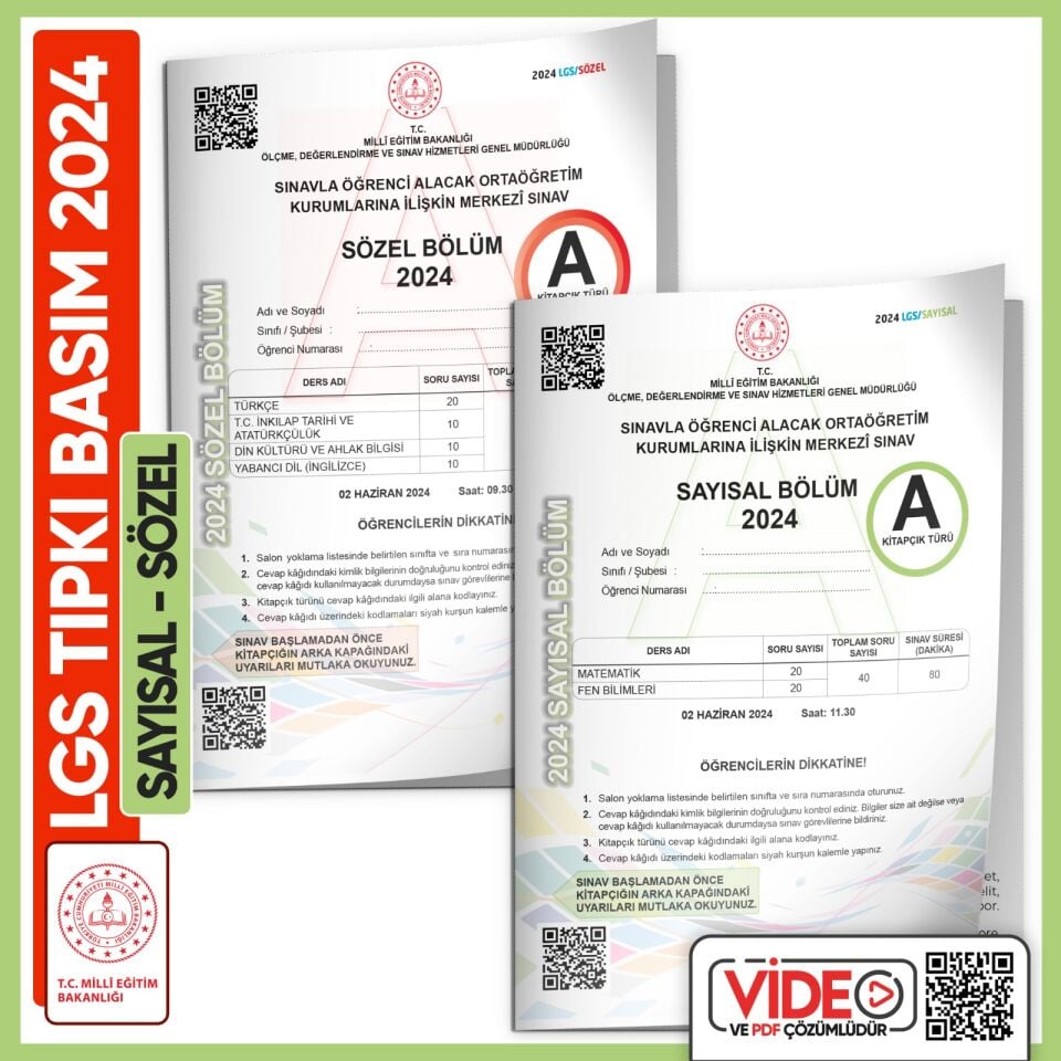 2024 LGS MEB Birebir Tıpkı Basım Çıkmış Soru Say-Söz Kitapçıkları (Video Çözümlü Türkiye Geneli)