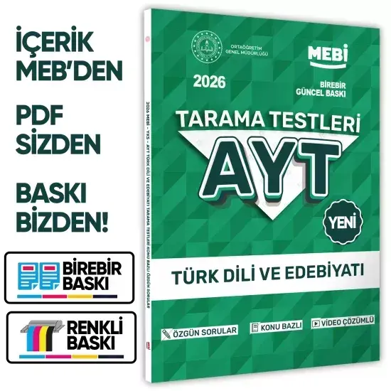2026 YKS-AYT MEBİ-OGM 4lü Tüm Dersler Özgün Tarama Eşit Ağırlık (TM) Test Kitabı BASKI ÜCRETİ