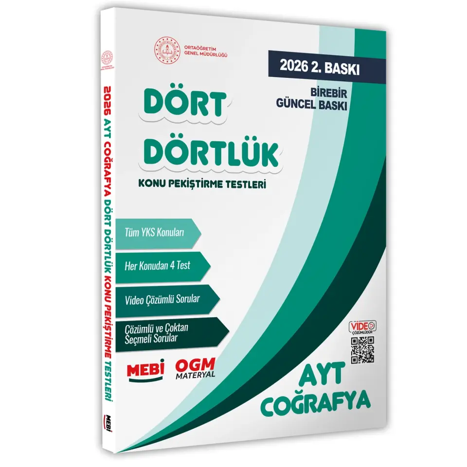 2026 YKS-AYT MEBİ-OGM Dört Dörtlük Coğrafya Pekiştirme Testi A4 Renkli Soru Bankası BASKI ÜCRETİ