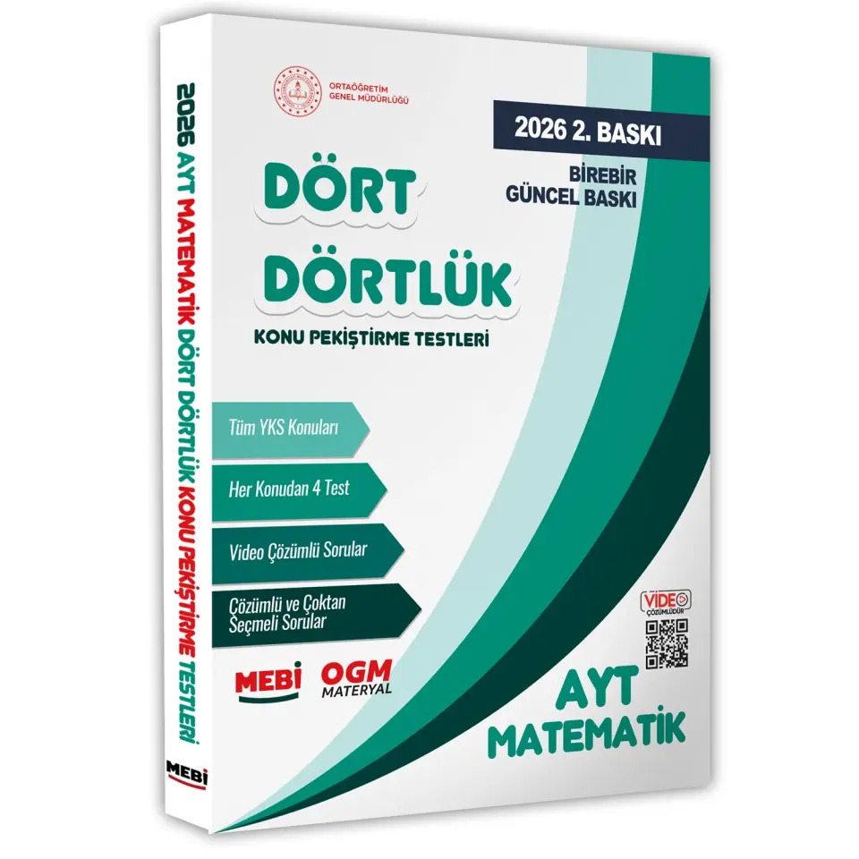 2026 YKS-AYT MEBİ-OGM Dört Dörtlük Matematik Pekiştirme Testi A4 Renkli Soru Bankası BASKI ÜCRETİ
