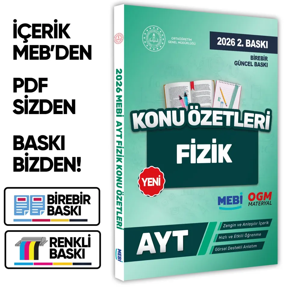 2026 YKS-AYT MEBİ-OGM Fizik Pratik Konu Özet Kitabı RENKLİ A4 Boyut Görsel Destekli BASKI ÜCRETİ