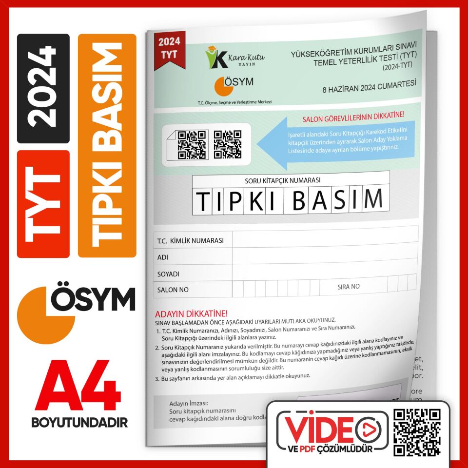 2024 TYT-AYT-MSÜ ÖSYM Çıkmış Soru Tıpkı Basım 3 Kitapçık Seti (Video Çözümlü Türkiye Geneli)