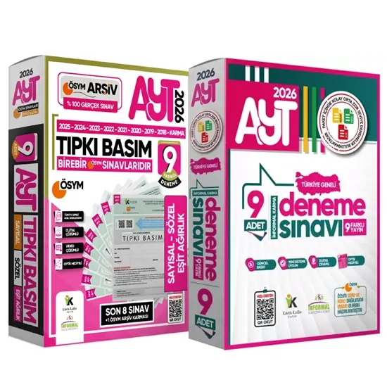2026 YKS-AYT Ösym Çıkmış Soru 9lu Tıpkı Basım ve Kurumsal 9lu Özgün Paket Deneme Türkiye Geneli