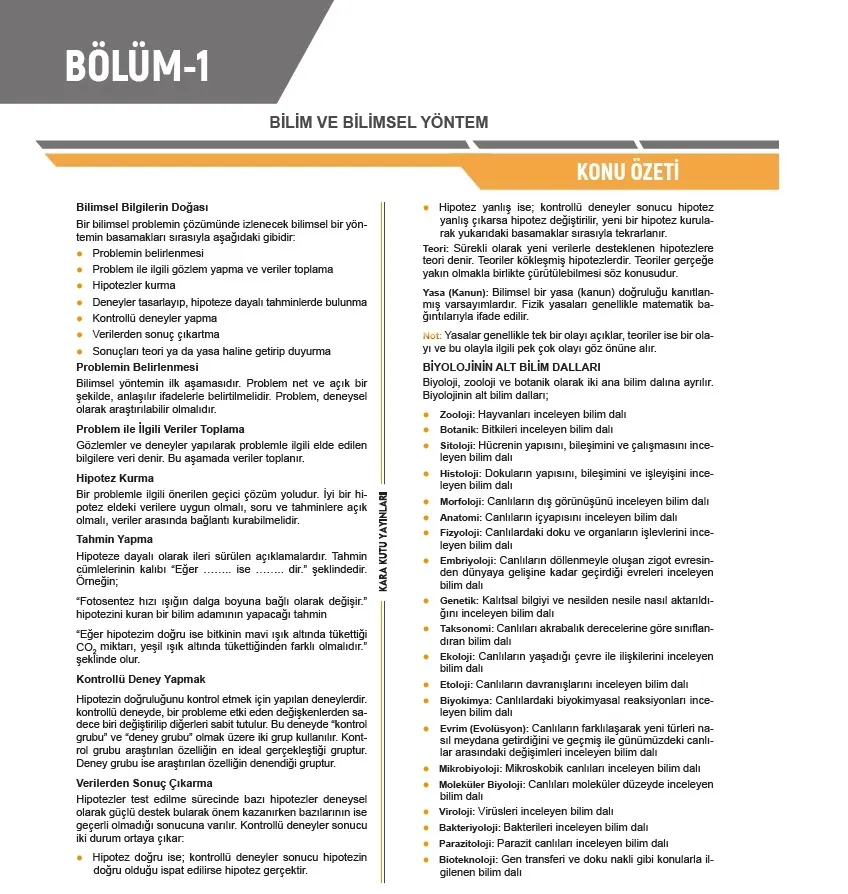 2026 YKS-TYT BİYOLOJİNİN Kara Kutu ÖSYM Çıkmış Soru Havuzu Bankası Konu Özetli Dijital Çözümlü