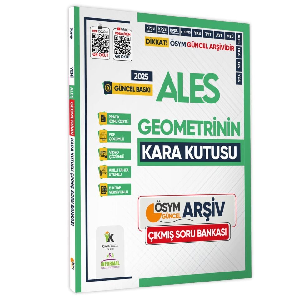 2025 ALES Kara Kutu Matematik 1.-2.Cilt ve Geometri Çıkmış Soru Bankası K. Özetli Video/PDF Çözümlü